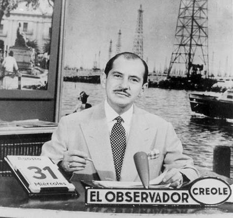 El_Observador_Crole's_first_broadcast_on_November_16,_1953_with_anchor_Francisco_Amado_Pernía